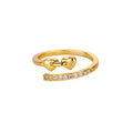Gold Double Heart Pink Crystal Open Band Ring