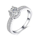 Silver Halo Solitaire Crystal Engagement Style Ring
