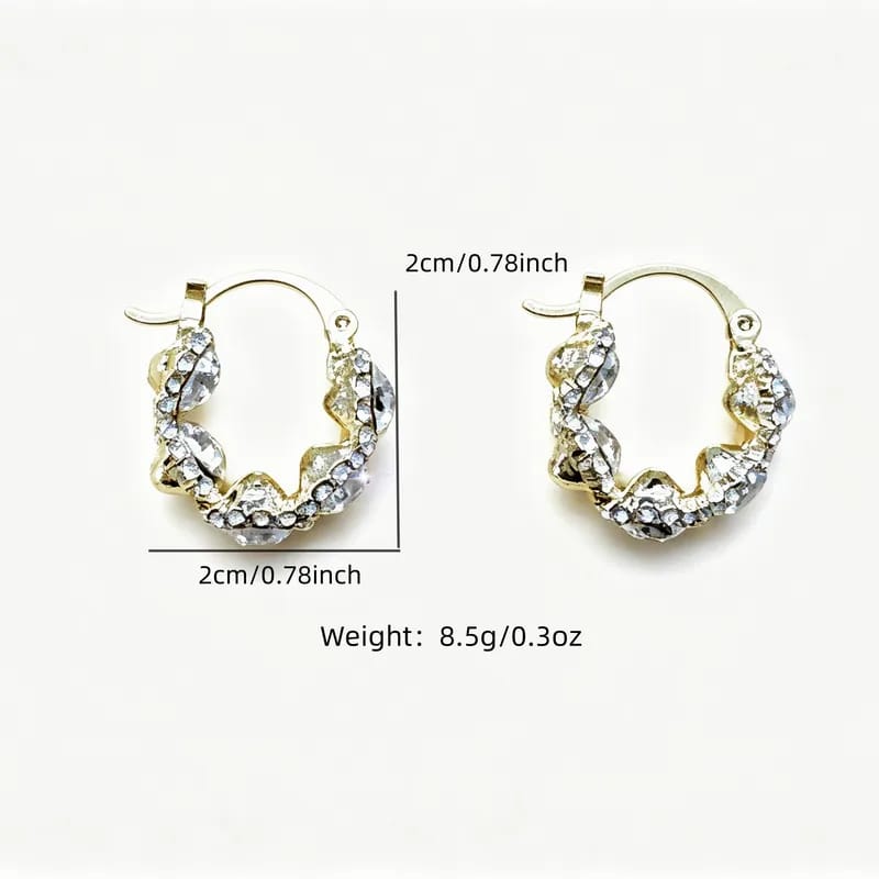 Gold Crystal Cluster Hoop Earrings