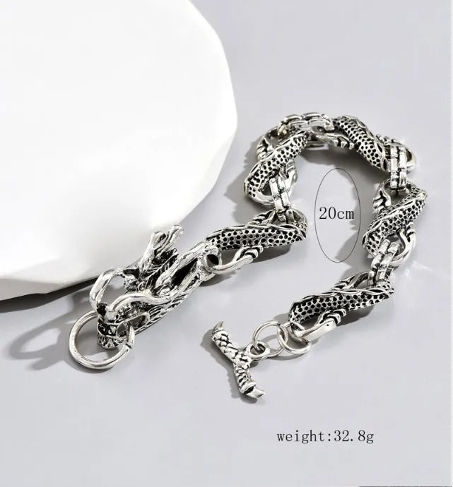 Antique Silver Dragon Body Chain Bracelet
