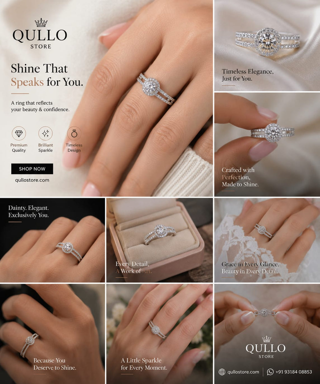 Silver Halo Solitaire Crystal Engagement Style Ring