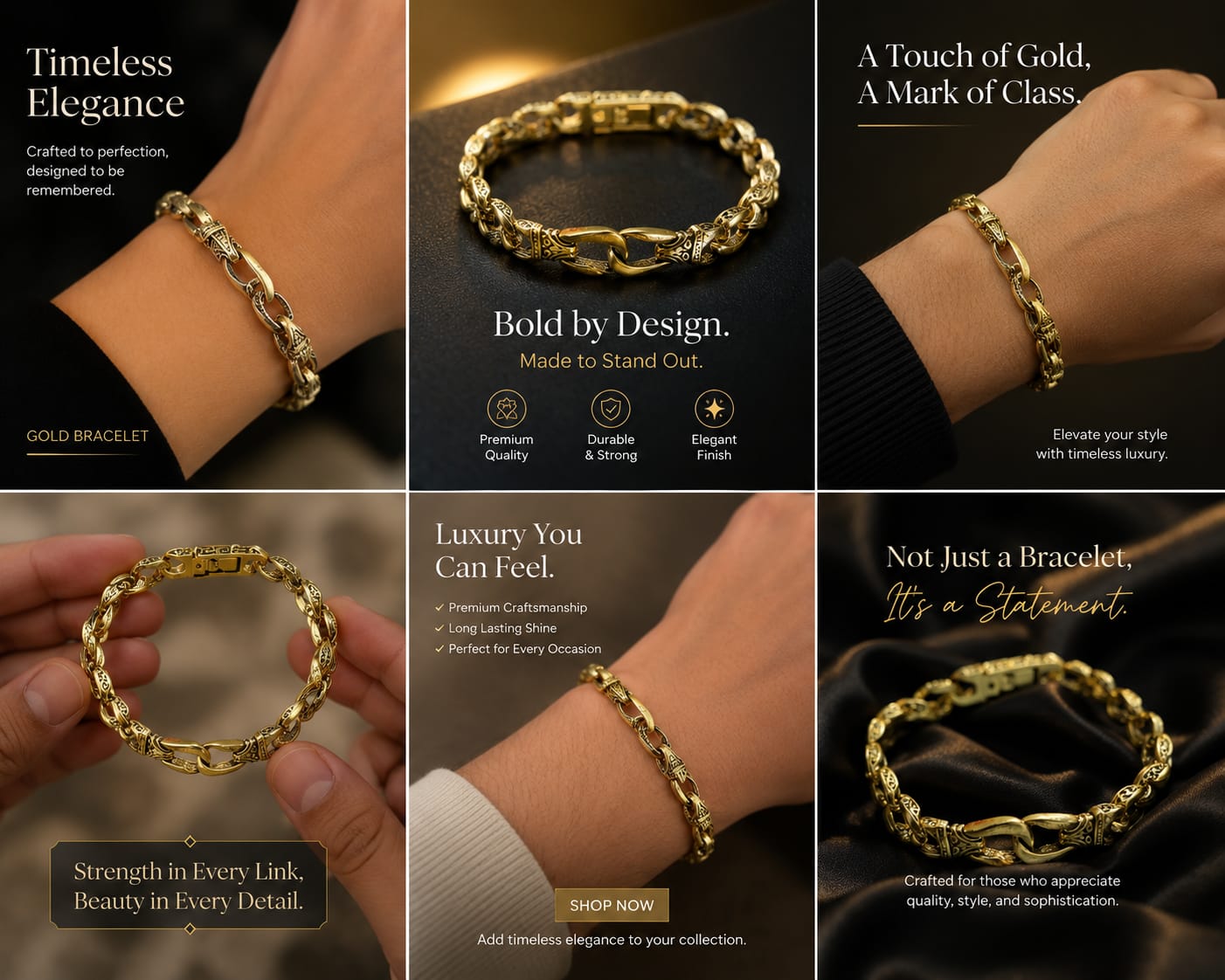 Gold Cuban Link Engraved Chain Bracelet for Men