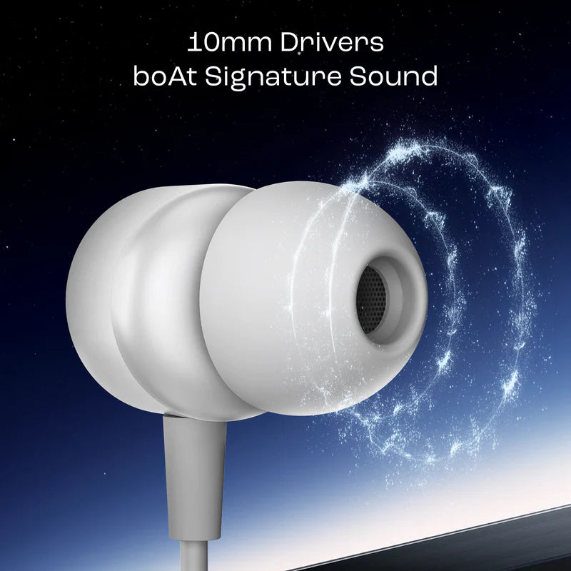 Bassheads 162v2  Wired Earphone with 10mm Drivers, boAt Signature Sound, Metallic Earbuds, Ergonomic Fit(WHITE)