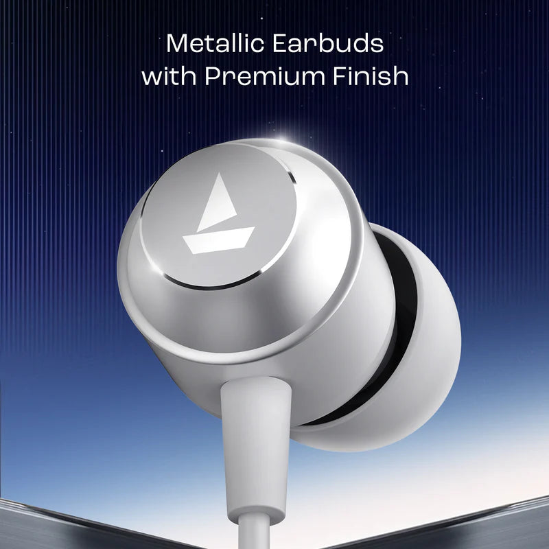 Bassheads 162v2  Wired Earphone with 10mm Drivers, boAt Signature Sound, Metallic Earbuds, Ergonomic Fit(WHITE)