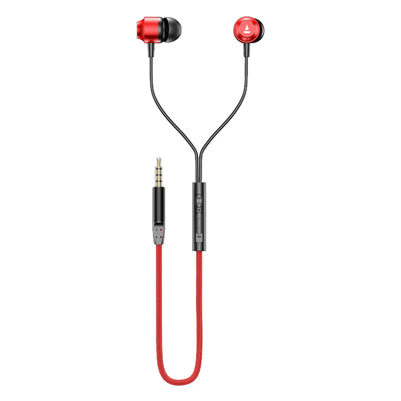 Bassheads 162v2  Wired Earphone with 10mm Drivers, boAt Signature Sound, Metallic Earbuds, Ergonomic Fit(RED)
