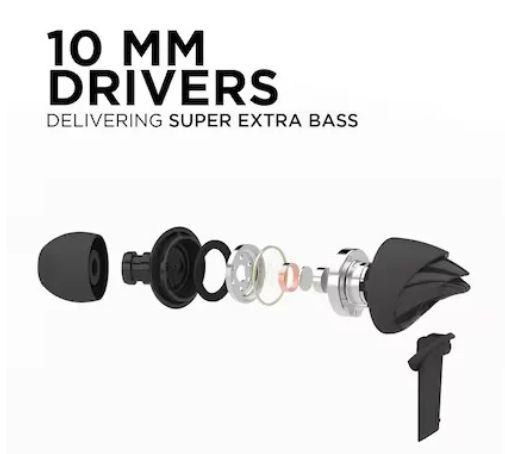 Bassheads 100 Wired Earphone with 10mm Dynamic Drivers, Stylish Hawk-inspired Design, Super Extra Bass
