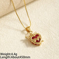 Gold Sacred Heart Red Gemstone Pendant Necklace
