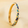 Luxurious white cloisonne metal bangles(light blue+dark blue)