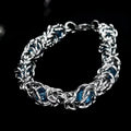 Blue Gemstone Silver Byzantine Chain Bracelet