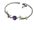 Silver Reaching Hands Amethyst Heart Chain Bracelet(purple)