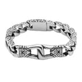 Silver Cuban Link Engraved Chain Bracelet for Men
