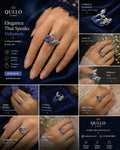 Silver Blue Enamel Crystal Mermaid Statement Ring
